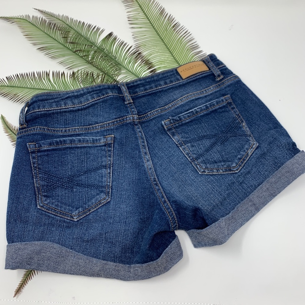 Aeropostale Midi Cuff Stretch Jean Shorts - Picture 3 of 8